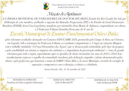 Homenagem aos alunos do 9º ano da Escola Olavo Bilac